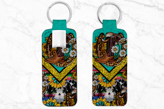 Teal Western Sunflower Chapstick Holder