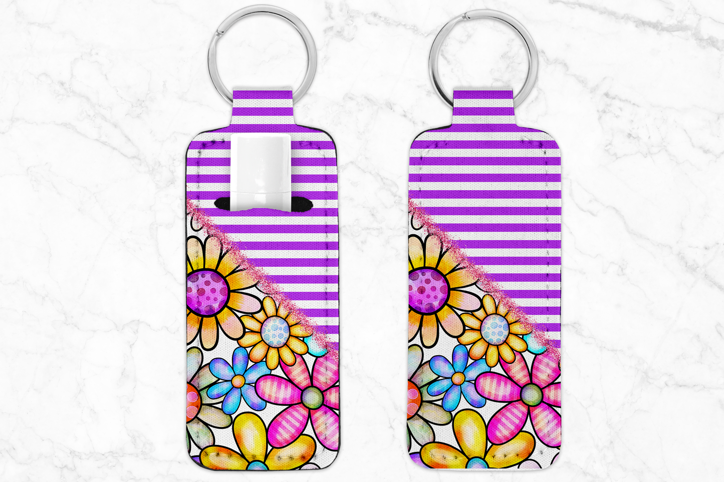 Purple Striped Daisy Chapstick Holder