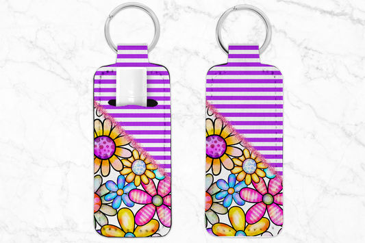 Purple Striped Daisy Chapstick Holder