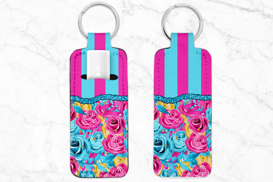 Blue Pink Floral Chapstick Holder