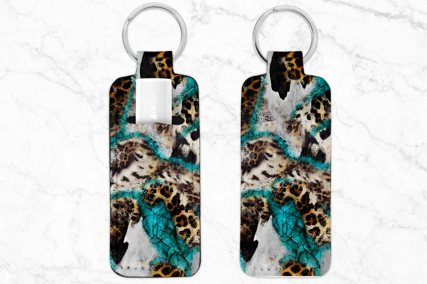 Turquoise Leopard Cow Chapstick Holder