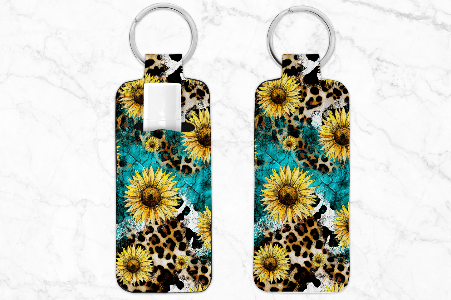 Turquoise Leopard Sunflower Chapstick Holder