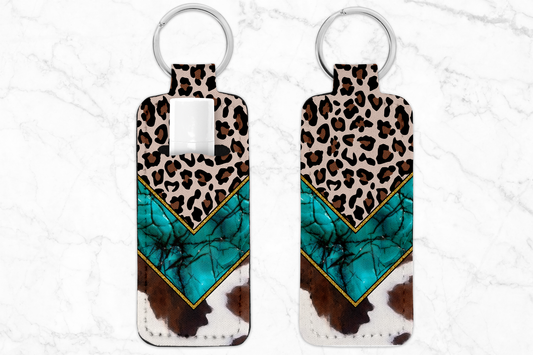 Leopard Turquoise Cow Chevron Chapstick Holder