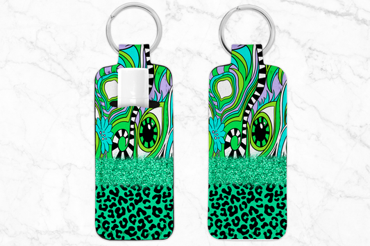 Green Leopard Abstract Chapstick Holder