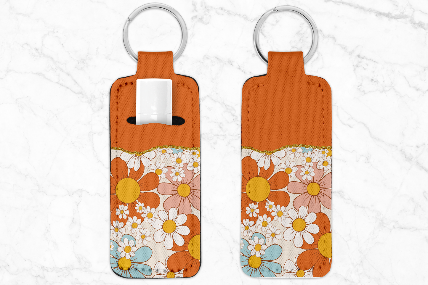 Orange Floral Chapstick Holder