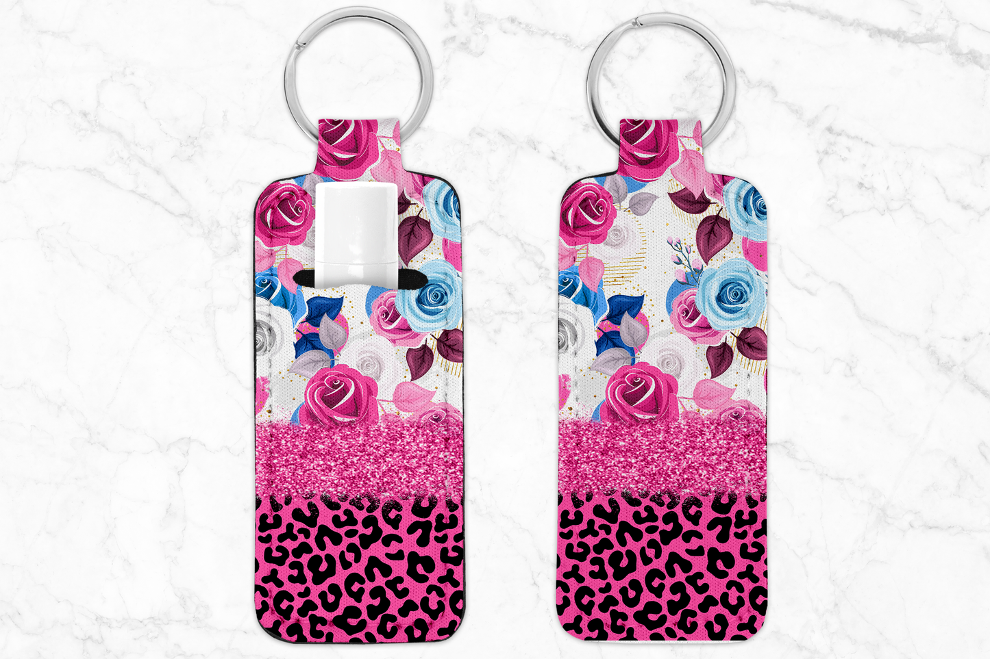 Pink Leopard Floral Chapstick Holder