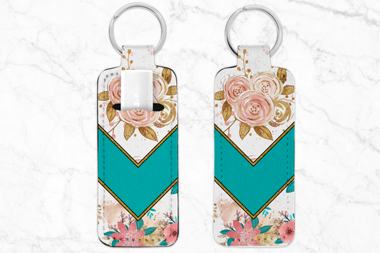 Teal Floral Chevron Chapstick Holder