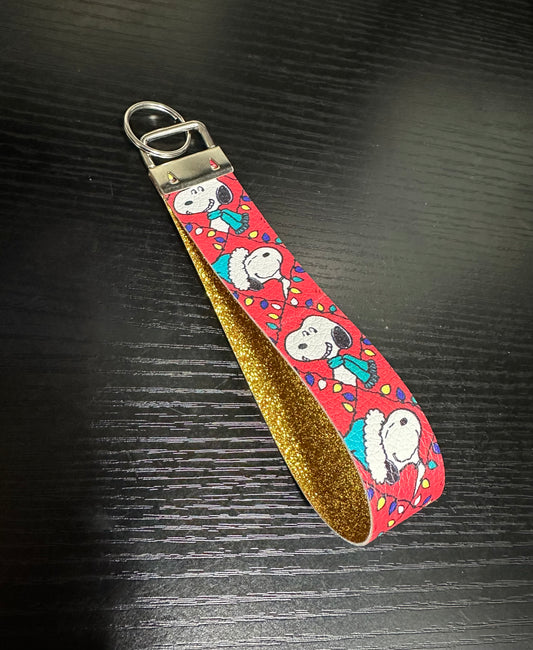 Christmas Snoopy Faux Leather Wristlet